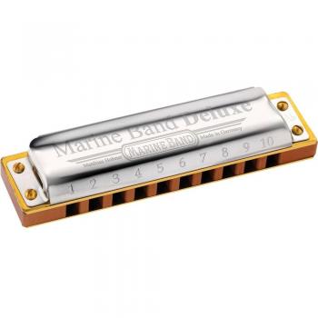 ARMONICA DIATONICA HOHNER MARINE BAND DELUXE en Re (D) con cuerpo de madera, lengüetas de bronce, afinación precisa y diseño clásico