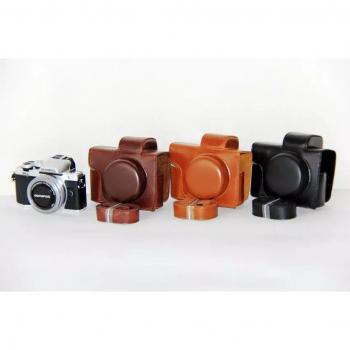 Housse en cuir à sangle pour Olympus E‑M10 III et lentille courte 14–42 mm
