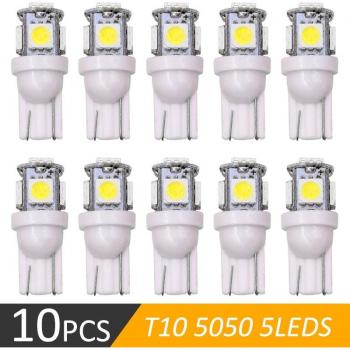 10PCS T10 5050 5SMD LED Parking Bulbs - Super White 194 168 W5W