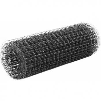 VidaXL Chicken Wire Fence, Steel with PVC Coating, Dimensions: 25x0.5 m, Color: Grey