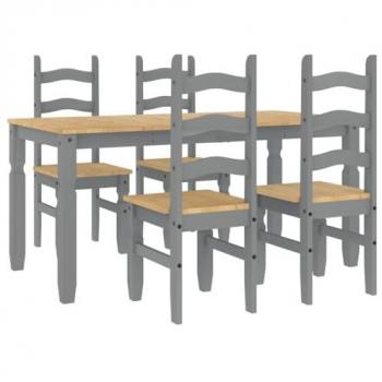 Vidaxl - 5 Piece Dining Set Panama Grey Solid Wood Pine