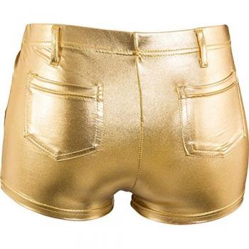 Fasching Damen Hot Pants metallic (XL, blau)