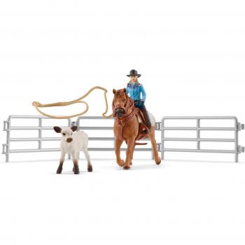 Schleich Cowgirl Team Roping Fun Animal Playset