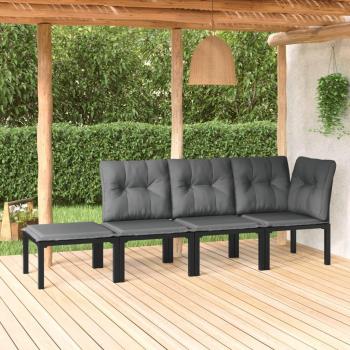 VidaXL Set de muebles de jardín 4 piezas ratán sintético negro y gris