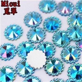 Micui 100pcs 12mm Flat Back Acrylic Flower Rhinestones