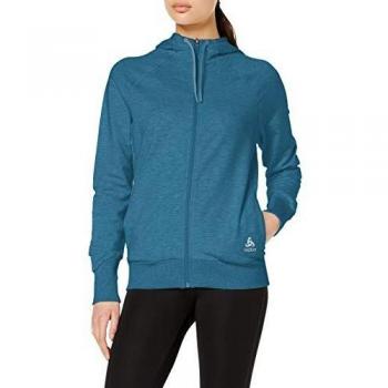 Odlo Damen Hoody Midlayer Full Zip ALMA Natural Pullover, Agean Blue Melange, L