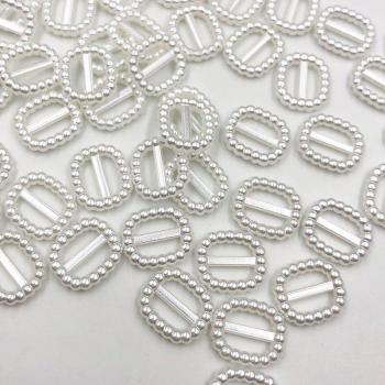 Beige Oval Pearl Flatback Acrylic Accessories, 100‑Piece Set (10 × 13 mm)