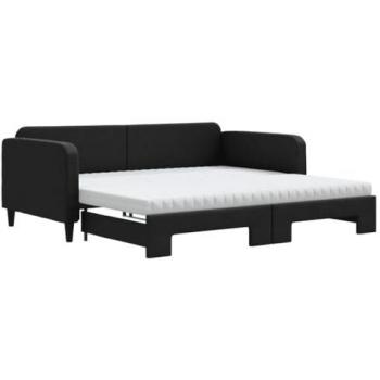 VidaXL Tagesbett Ausziehbar mit Matratzen Schwarz 100x200 cm