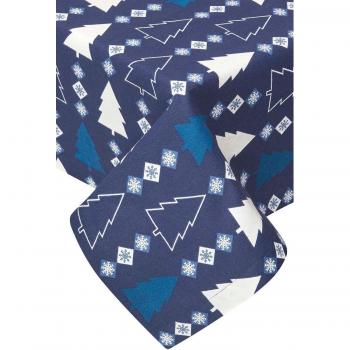 Homescapes - Blue Winterland 100% Cotton Christmas Tablecloth 178 x 305 cm - Blue