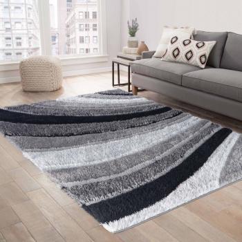 Ivy Bronx Pierrot Shaggy Rug - Grey/Black 200 x 290 cm