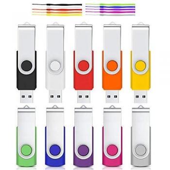 USB Stick 32GB 10er Set, Cardfuss Flash Laufwerk USB 2.0 mit Schlüsselband