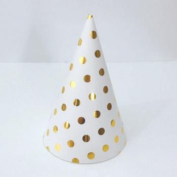 10pcs Gold Silver Striped Birthday Hats with Rope