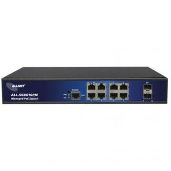 Allnet Switch Gestito Layer2 10 Porte – 8x 1GbE PoE – 240W Power‑Budget – Nero