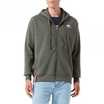 Kapuzensweatjacke ALPHA INDUSTRIES Basic Zip Hoody SL Gr. L, grün (dark olive)