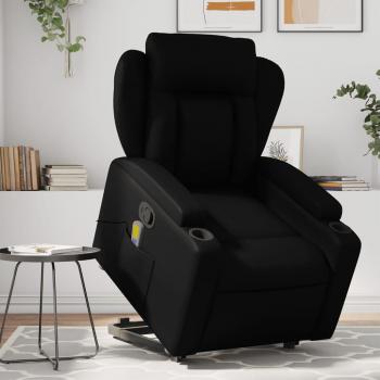 Poltrona Elevatória com Massagem em Couro Artificial Preto