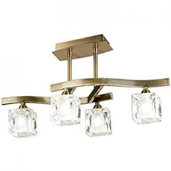 SquareG9 Cuadrax 4-Light Semi Flush Vintage Brass Frosted Light Fixture