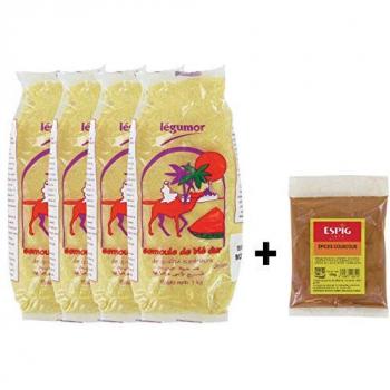 Grains d’or blé dur 1kg – Taille moyenne – Mix épicé couscous – Marque Légumor – 4 paquets