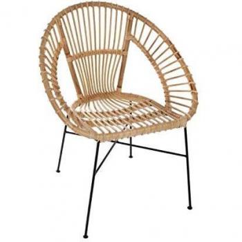 Fauteuil en métal et osier 66x65x85