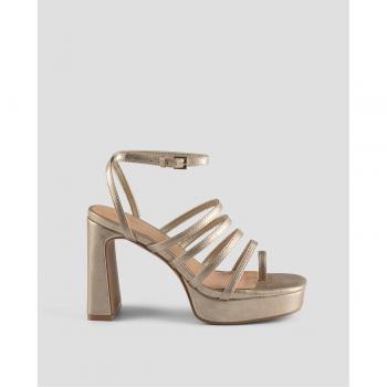 Tacones de Piel Vegana Dorados con Plataforma Delantera