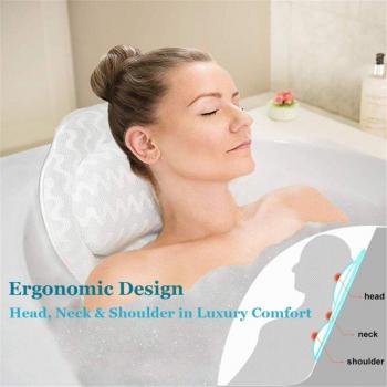 Almohada Acogedora de Baño con Tazas Succionables 3D