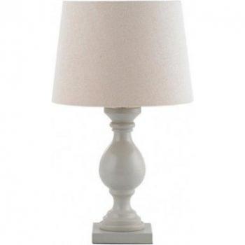 Lampe de table Endon Marsham effet lin ivoire bois taupe E14