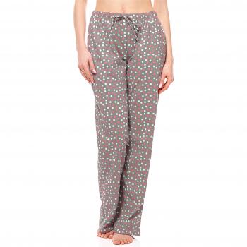 Bas de pyjama 100% coton pour femme Merry Style (Gris/Points, M)