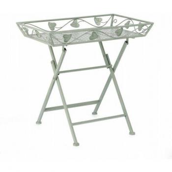Tavolino esterno Harriet salvia in acciaio 63x40x60
