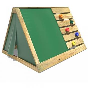 Wooden Pyramid with Climbing Wall and Extended Secret Den - Green