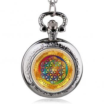 Luminous Tree of Life Pocket Watch Necklace in Silver Stainless Steel