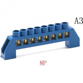 6 Position Blue Brass Ground Neutral Terminal Block Connector