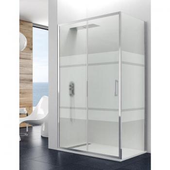 Mampara de ducha angular Allstone Titan 1+1 con lateral fijo 130x80 cm, serigrafiada