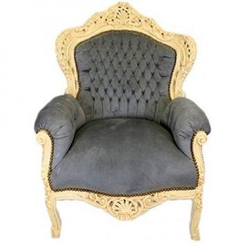 Casa Padrino Barock Sessel King Grau/Antik Stil Creme