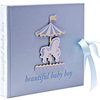 Baby Photo Album - 4'x6' - Carousel Design - Blue Baby Boy