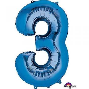 Palloncino metallico blu numero 3