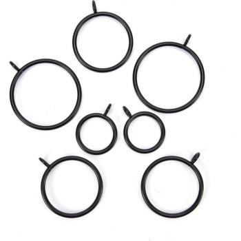 Black Metal Curtain Rings - 10pcs with 4 Different Sizes