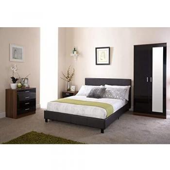 Faux Leather Bed in a Box, 4ft 6 Double - Black