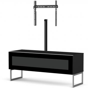 Meuble TV Verre Infrarouge et Bois Mélaminé Noir Verona 120 cm