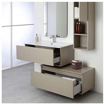 Baño Mobile Sospeso Feridras 90 cm, Caja Separada, Color Pastel Tortora