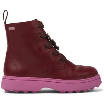 Camper Botas de piel con cordón burdeos niña