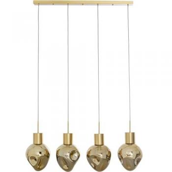 Suspension en verre déstructuré et acier doré Or 110x160x25cm