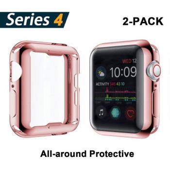 Yolin Soft Protective Case for iWatch 44mm - Pack of 2 (1 Rose-Pink + 1 Transparent)