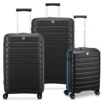 Roncato B-Flying Neon 4-Wheel Black Suitcase Trio