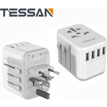 Chargeur international TESSAN avec 4 USB pour tous les pays