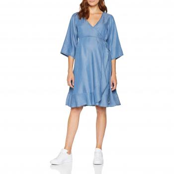 MAMALICIOUS Mlisaella 3/4 Woven Abk Wrap Dress a, Vestido para Mujer, Azul