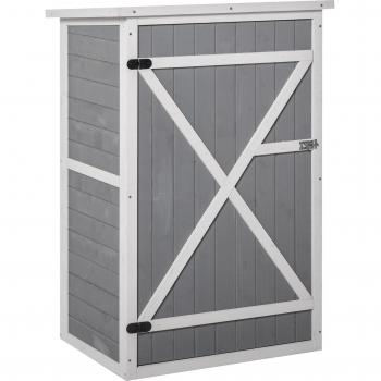 Outsunny Caseta de Jardín de Madera 75x56x115 cm Armario Cobertizo de Exterior para Herramientas con 3 Estantes Interiores Puerta con Pestillo y Techo Asfáltico