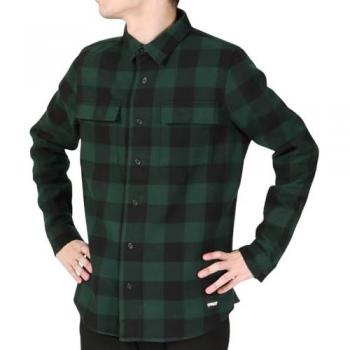 Oakley Apparel Bear Cozy Flannel Long Sleeve Shirt - Hunter Green/Black Check