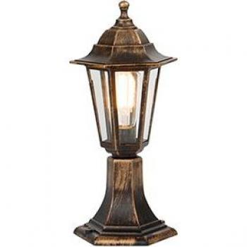 Antike Außen-Stehlampe New Haven, E27, Gold/Messing, Klassisch / Antik, Kunststoff, 1-flammig