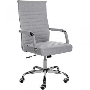 Chaise de bureau Amadora - Tissu gris - Réglable en hauteur - Support métal