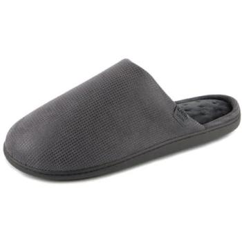 Totes Isotoner Mens Square Patterned Smart Mule Slippers – Grey, Size 8