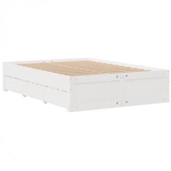 VidaXL King Size Bed Frame with Drawers White 150x200 cm Solid Wood Pine